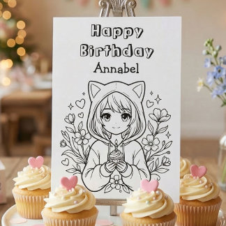Color Me | Girl's Anime Birthday Card