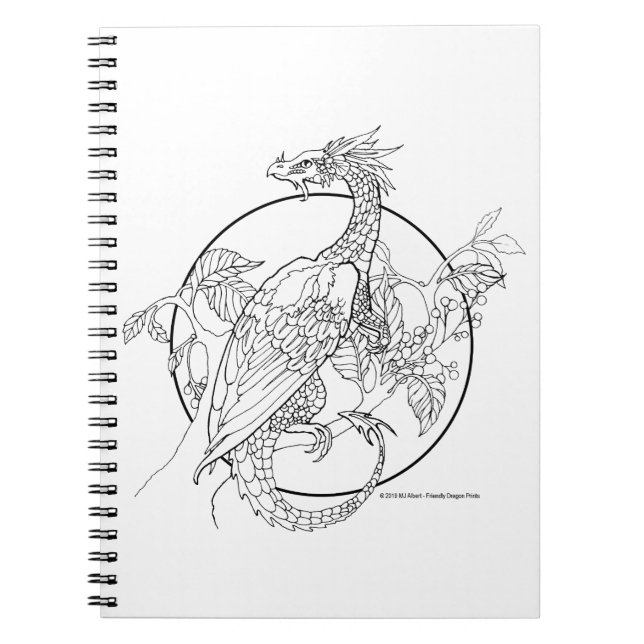 COLOR ME Spiral Notebook Fantasy Bird Dragon (Front)