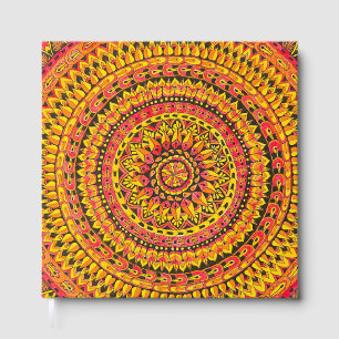 Color Orange Hand Drawn Mandala Design Guest Book