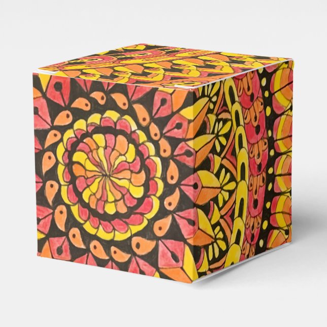 Color Orange Mandala Original Art  Favour Box (Front Side)