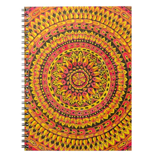 Color Orange Mandala Original Art  Notebook (Front)