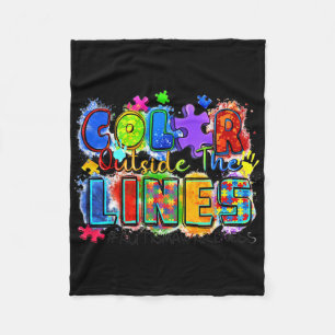 Color Outside The Lines World Autism Awareness Day Fleece Blanket