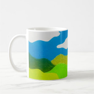 Color Pencil Abstract Landscape Blue Sky Coffee Mug