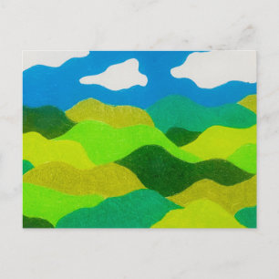 Color Pencil Abstract Landscape Blue Sky Postcard