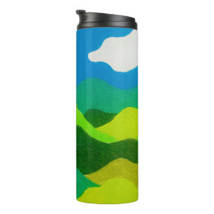 Color Pencil Abstract Landscape Blue Sky Thermal Tumbler