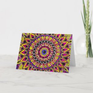Color Pencil Purple Yellow Mandala Birthday Card