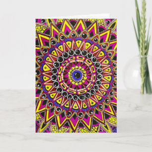 Color Pencil Purple Yellow Mandala Greeting Card
