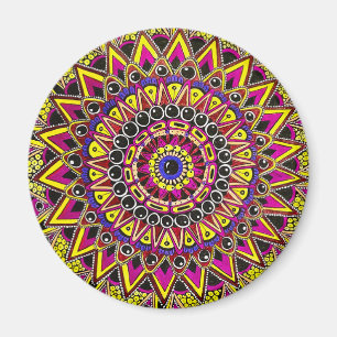 Color Pencil Purple Yellow Mandala Magnet