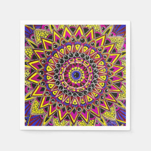 Color Pencil Purple Yellow Mandala Napkin