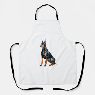 Color pencil sketch of a Doberman Pinscher.  Essen Apron