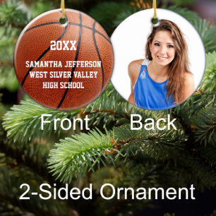 Color Photo Basketball Sports Ceramic Tree Decoration