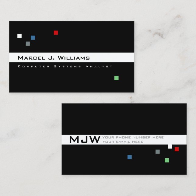 color pixels modern professional blk. business card (Front/Back)