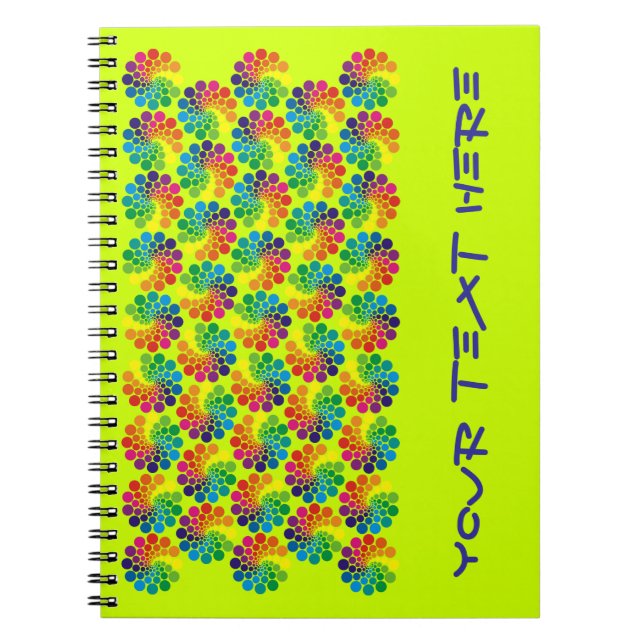 Color Points Circle Pattern + your backgr. & text Notebook (Front)