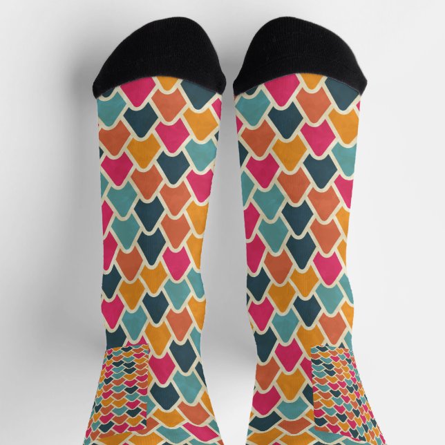 Color Pop Geometric Design – Modern Abstract Style Socks (Top)