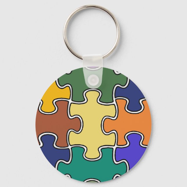 color puzzle pieces key ring (Front)