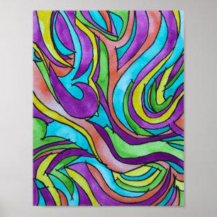 Color Rhythm-Abstract Ink and Watercolor Art Poster