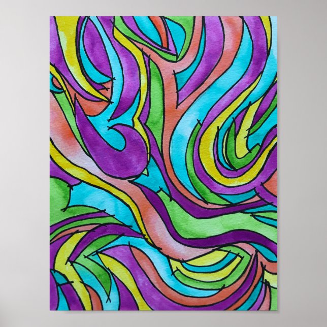 Color Rhythm-Abstract Ink and Watercolor Art Poster (Front)