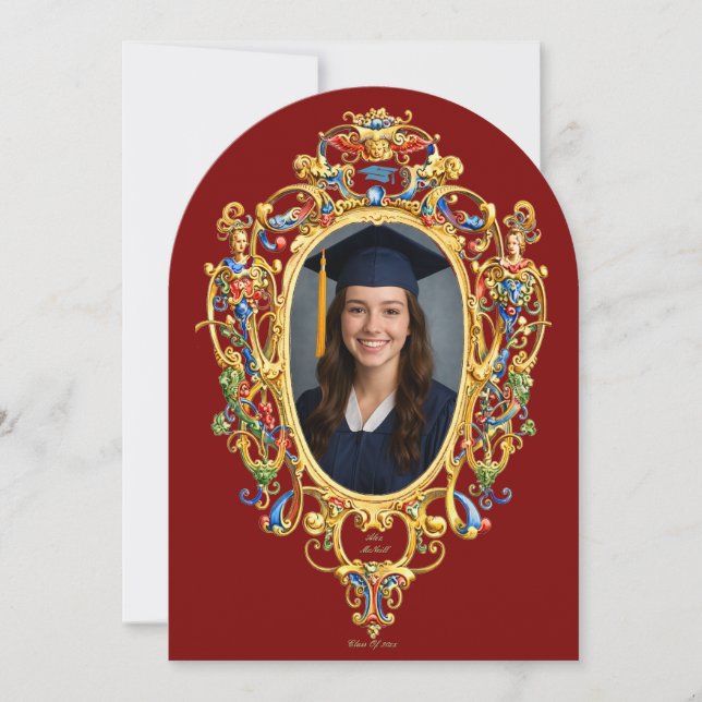 Color Rococo Cartouche Photo Template Graduation (Front)
