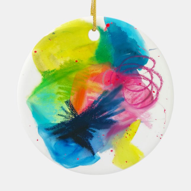 Color Scribbles Ceramic Tree Decoration (Back)