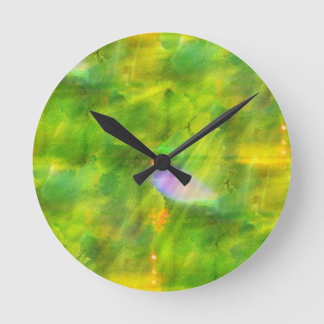 color seamless background green, yellow round clock (Front)