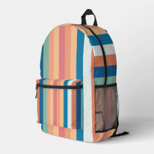 Color Shade Stripes Back To School Printed Backpack