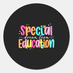 Color Special Education Squad Groovy Dream Team Sp Classic Round Sticker