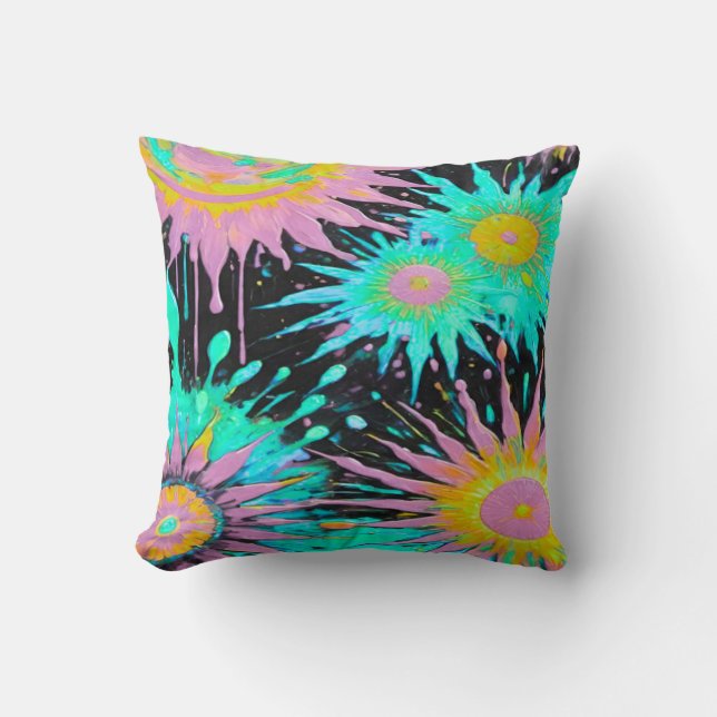 Color Splash Abstract Art Cushion (Front)