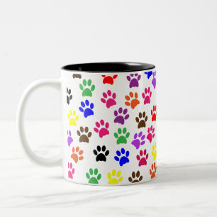 Color Splash: Adorable Paws in Every Shade Two-Tone Coffee Mug