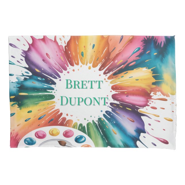 Color Splash Art Birthday Bash Gift Pillowcase (Front)