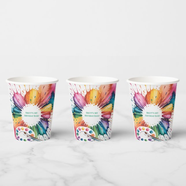 Color Splash Art Birthday Bash Paper Cups (Multi)