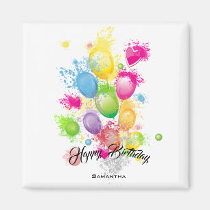Color Splash Birthday Balloons Magnet