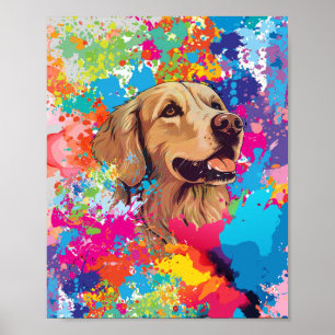 Color Splash Golden Retriever– Joyful Dog Poster