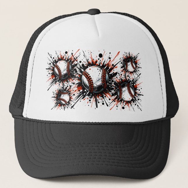 Color Splash of Baseballs Trucker Hat (Front)