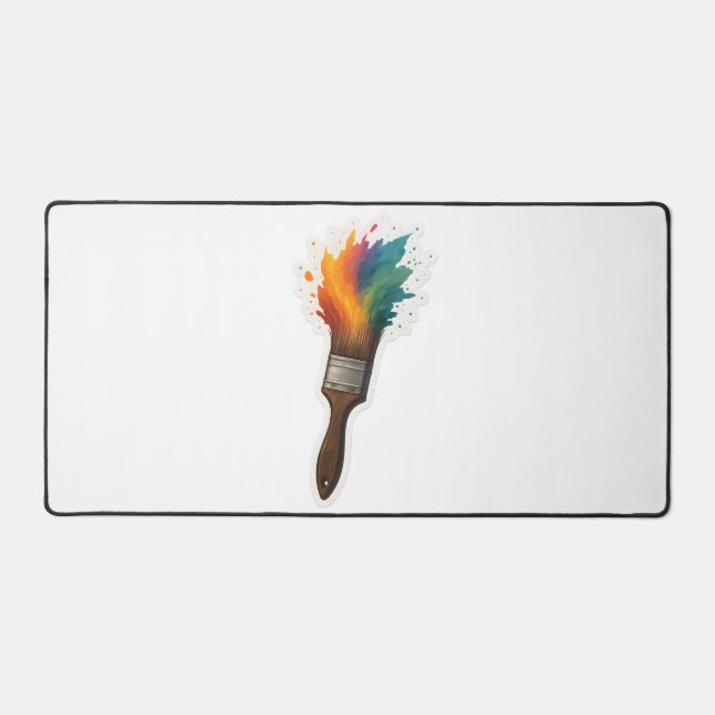 Color Splash Paintbrush Desk Mat (Front)