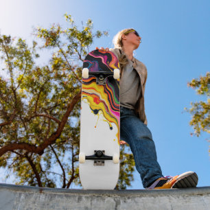 Color Splash Swirl – Vibrant Abstract Drip Art Skateboard
