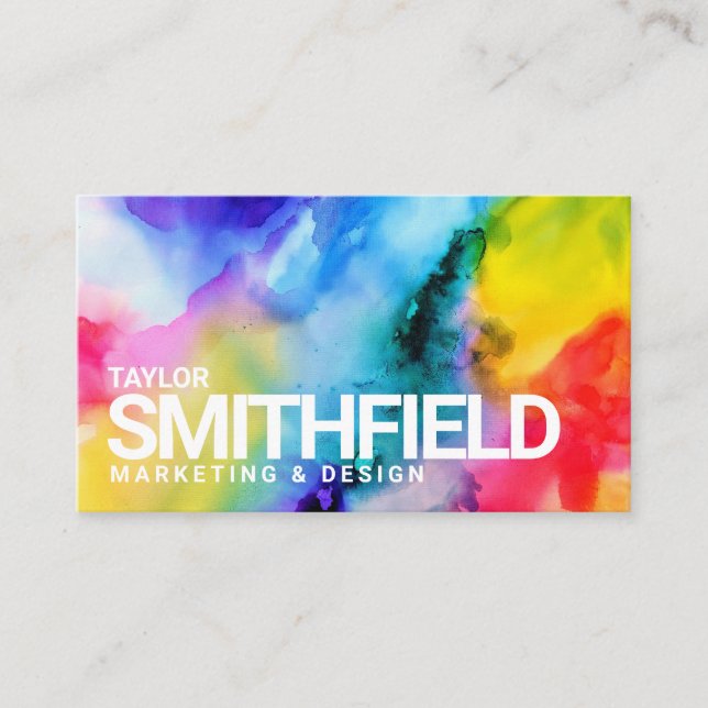 Color Splash Watercolor Business Card (Front)