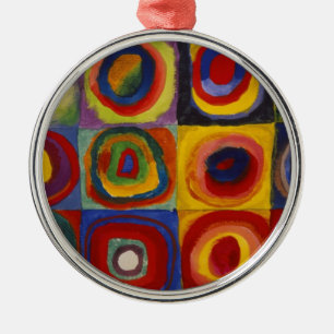 Color Study of Squares Circles Metal Tree Decoration
