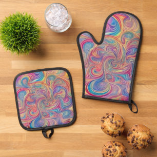 Color Swirls  Oven Mitt & Pot Holder Set