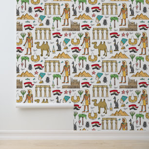 Color Symbols of Egypt Pattern Wallpaper