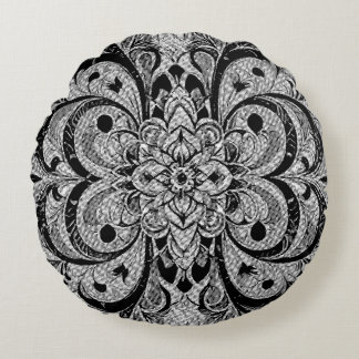 Color Symphony Mandala – Bold Psychedelic Floral Round Cushion