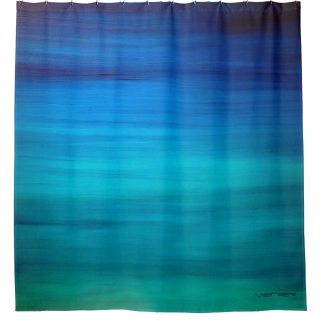 COLOR THERAPY Deluxe Spa Shower Curtain,Teal &Blue Curtain (Front)