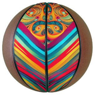 Color Wave Fusion – Modern Abstract Swirl Art Basketball