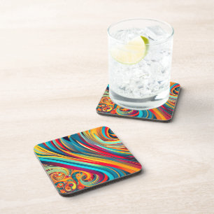 Color Wave Fusion – Modern Abstract Swirl Art Coaster