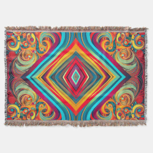Color Wave Fusion – Modern Abstract Swirl Art Throw Blanket