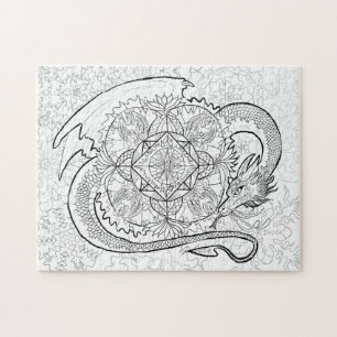 Color Your Own Dragon Mandala Jigsaw Puzzle