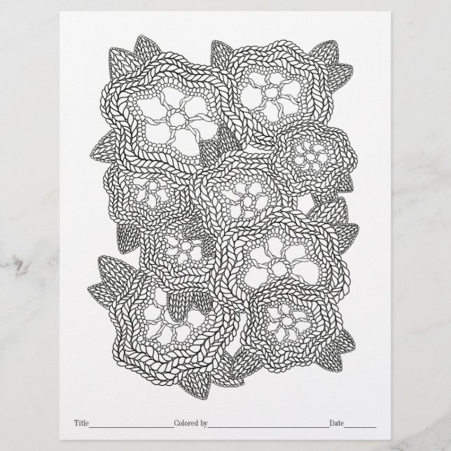 COLOR YOUR OWN Knit Floral Colouring Page (Front)