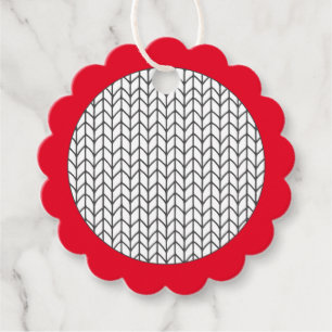 COLOR YOUR OWN Knit Scalloped Paper Ornaments Red Favour Tags