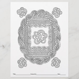 COLOR YOUR OWN Knitted Oval Frame Colouring Page