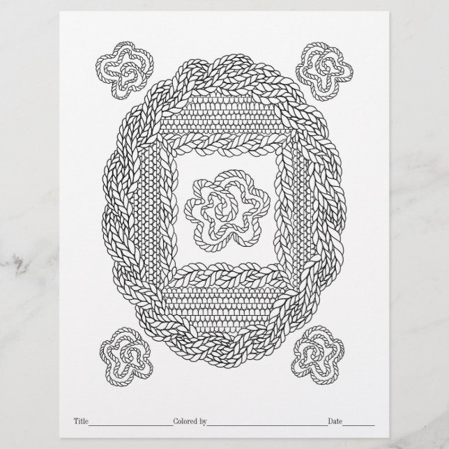 COLOR YOUR OWN Knitted Oval Frame Colouring Page (Front)
