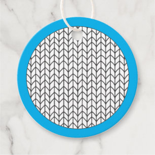COLOR YOUR OWN Knitting Round Paper Ornament Blue Favour Tags
